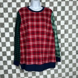 Land’’s End 10 12 Holiday plaid sweatshirt.
